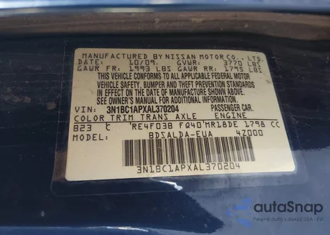 2010 Nissan Versa 1.8S from USA, damaged, VIN 3N1BC1APXAL370204